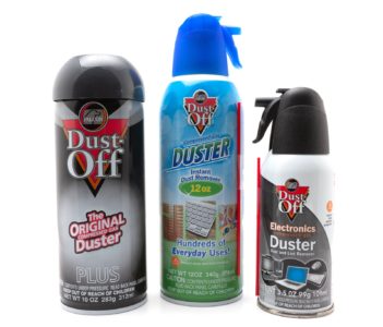 Dust Off Canned Air in refill, disposable, and mini versions